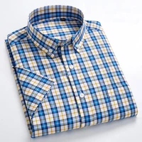 macrosea summer short sleeve plaid shirts fashion men business formal casual shirts 100 cotton slim fit shirts plus size s 8xl