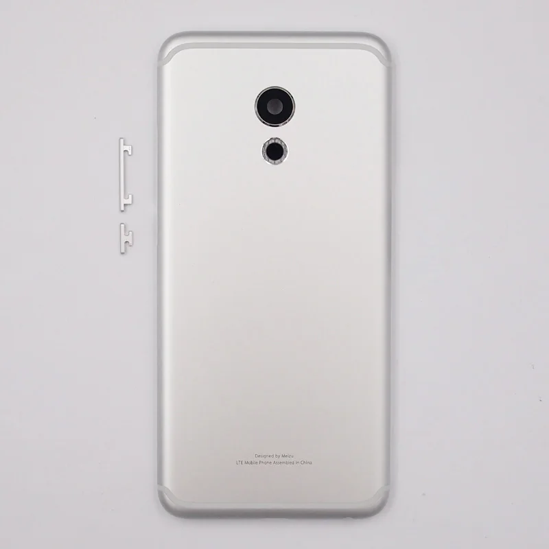BaanSam Новая задняя крышка батареи для MEIZU Pro 6 5,2 дюймов Чехол с объективом камеры+ рамка вспышки+ Кнопки громкости питания - Цвет: Серебристый