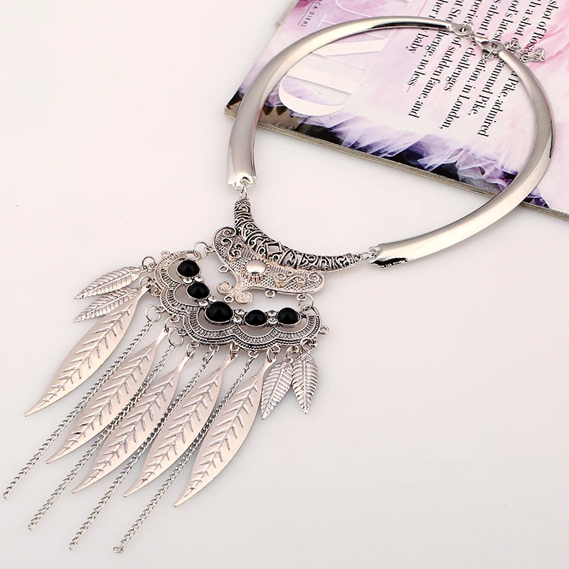 Мода 2017 г. в Богемном Стиле Винтаж колье богемное с подвеской виде листьев