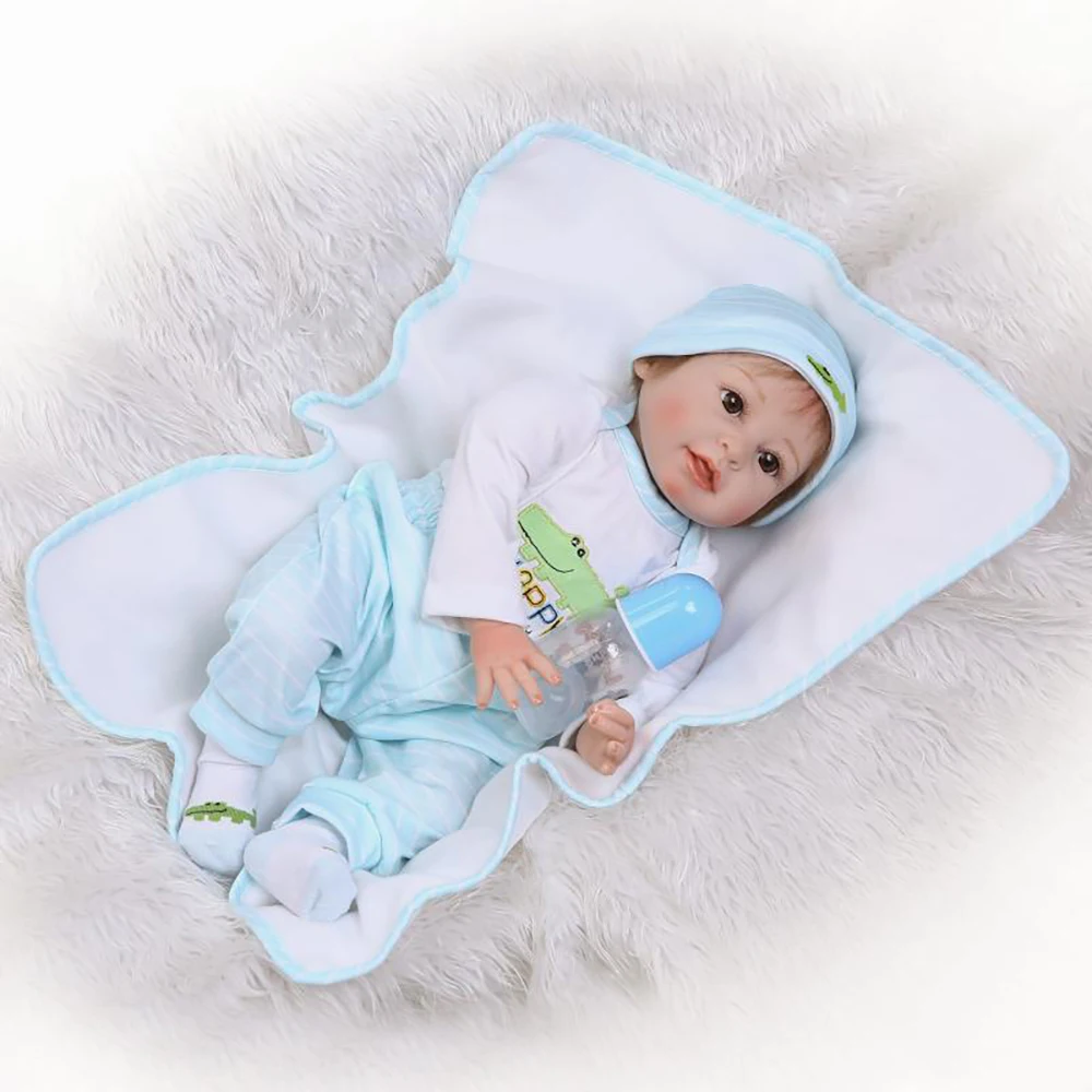 55 см мягкие силиконовые игрушки Reborn Baby Doll как настоящая кукла новорождённого