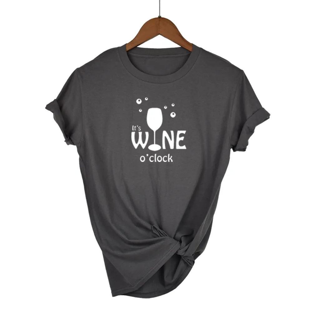 Женские топы с надписью It WINE hours повседневные хлопковые хипстерские Забавные