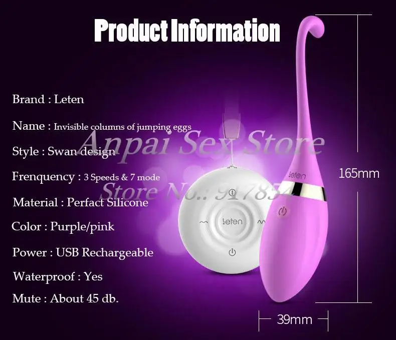 Новинка силиконовое вибрирующее яйцо Leten с зарядкой от USB водонепроницаемый