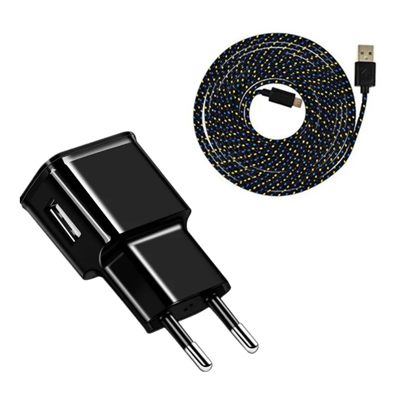 5V 2A настенное зарядное устройство Micro USB кабель нейлоновый шнур для Samsung Xiaomi Huawei
