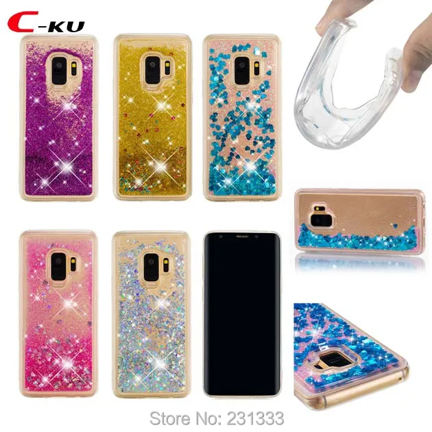 C-ku 3D жидкий зыбучий песок Блестящий Мягкий ТПУ чехол для Samsung Galaxy S9 PLUS J5 J7 2017 A8 J2 PRO
