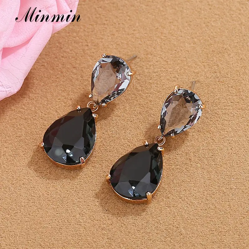 Minmin новый дизайн 3 цвета прозрачные хрустальные висячие серьги Модные ювелирные