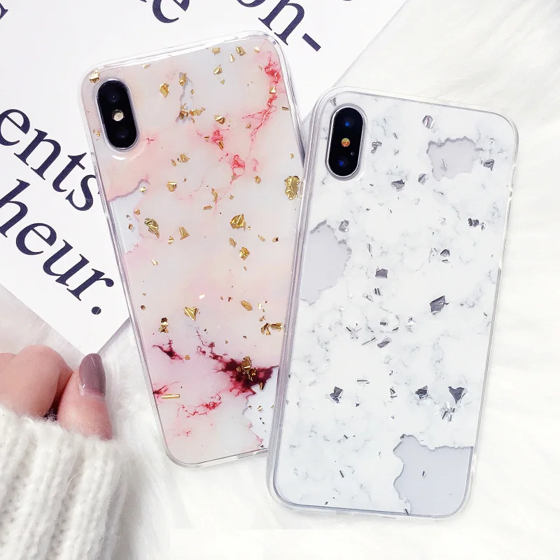 Блестящий чехол для телефона с золотой фольгой и мрамором для iPhone 11, 6, 6 S, 7, 8 Plus, X, XR, XS Max, мягкий чехол из ТПУ для iPhone 11 Pro, Max, блестящая задняя крышка