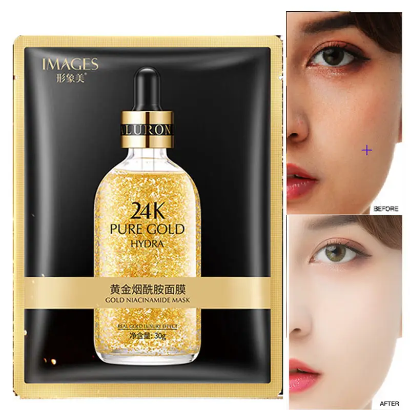 Изображения 24K gold nicotinamide маска для лица Антивозрастная увлажняющая