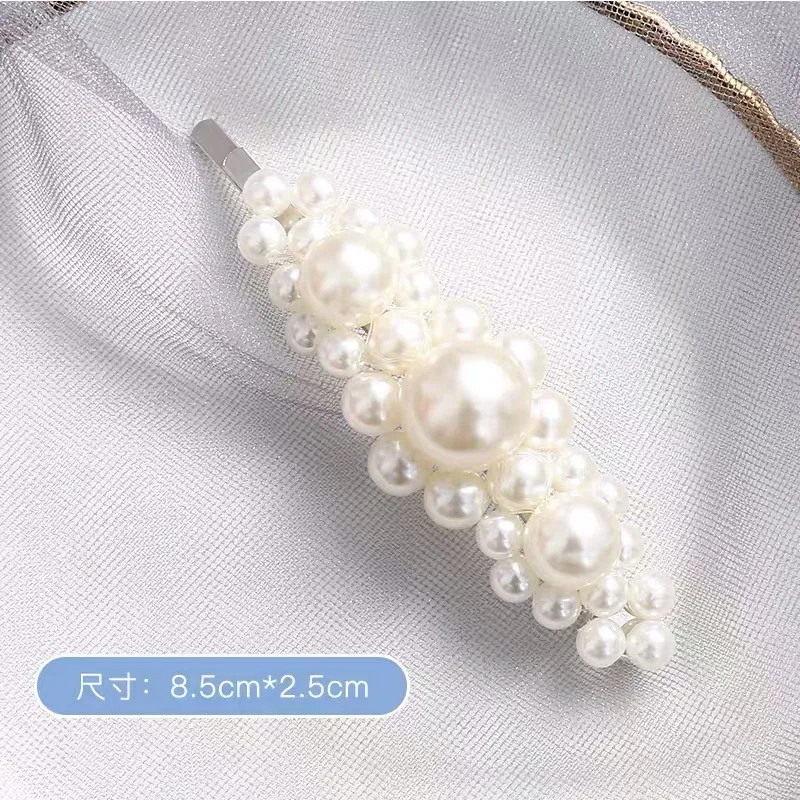 Big Flower Silver Модные большие заколки для волос, корейские женские заколки с искусственным жемчугом и бусинами, заколки для волос, аксессуары для волос, украшения для девочек - Окраска металла: Big Flower Silver