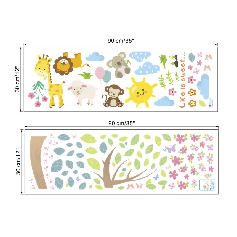 Прекрасный Животные красочные дерево стены стикеры для Kinderg Книги по искусству en