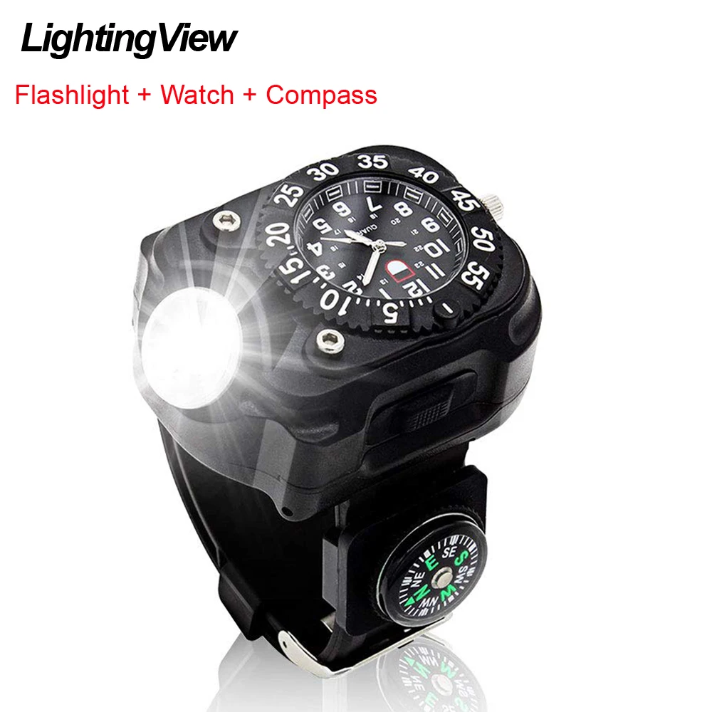 Фонарик Lightingview с 5 режимами освещения и водонепроницаемостью компасом для