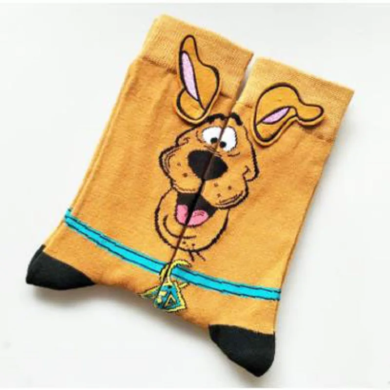 

New men's cartoon puppy socks hand-stitched ears cotton personality tube happy socks