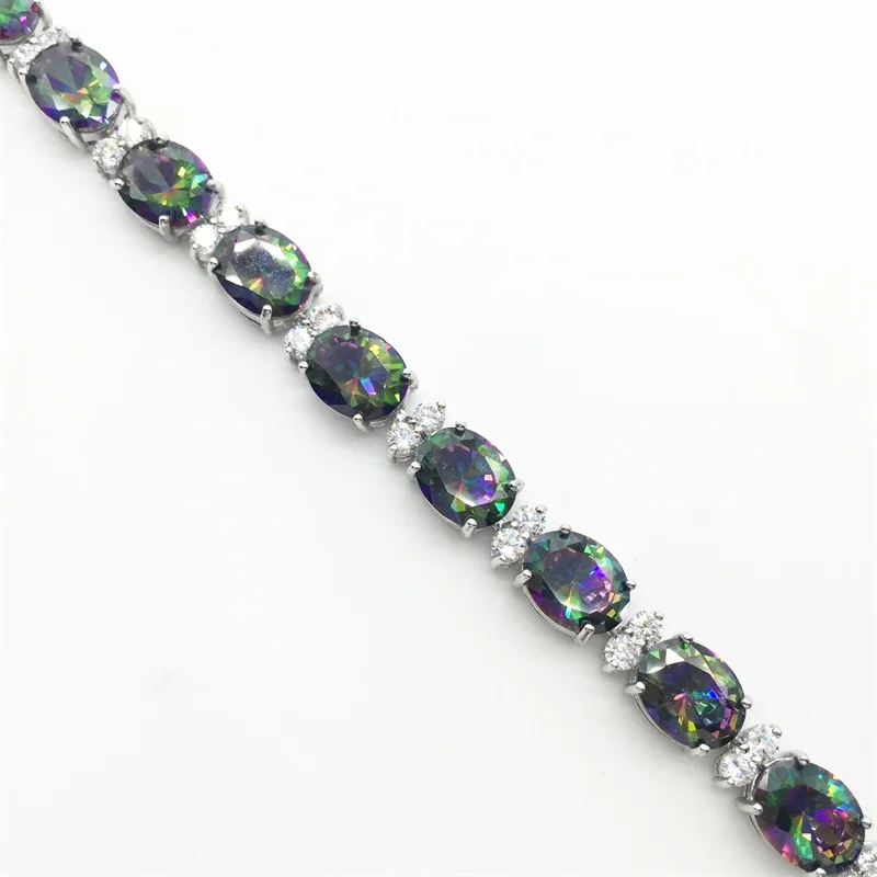 Brilliant Fine jewelry Wholesale &amp Retail ! Round Rainbow Mystic Silver Filled fashion bracelets bangles | Украшения и