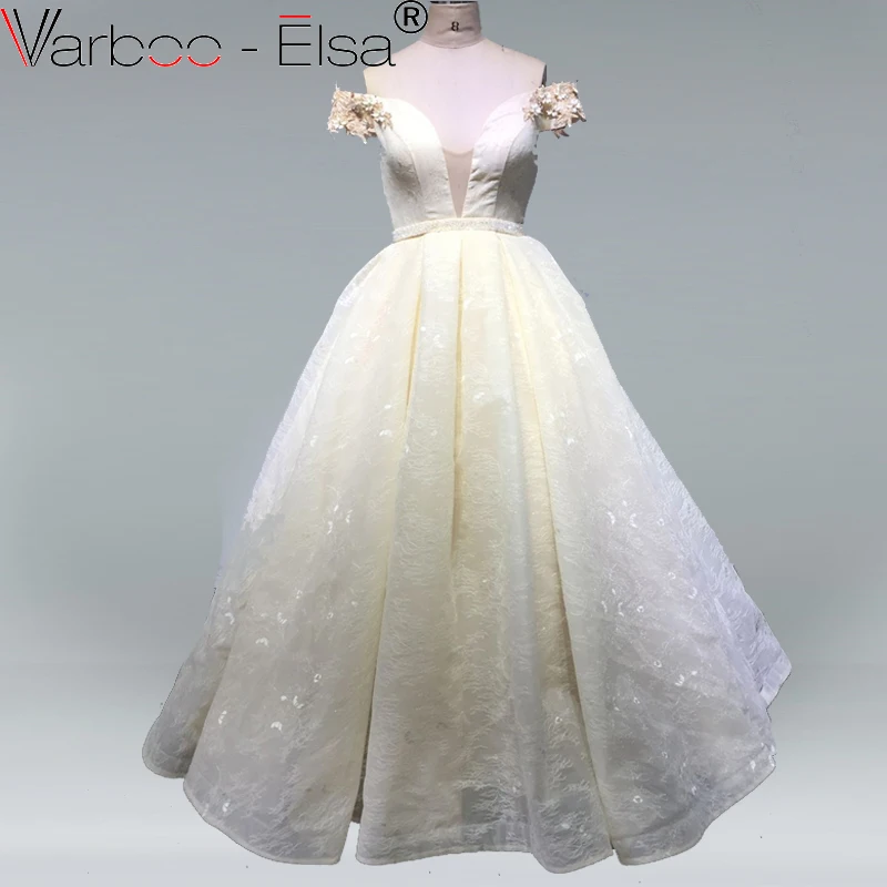 VARBOO_ELSA Королевское синее кружевное длинное торжественное вечернее платье для