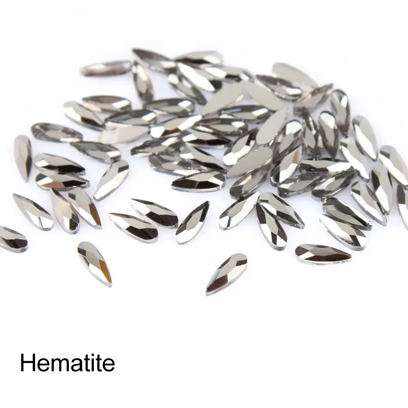 Hematite Горячая Распродажа маленькая капля 2x6 мм ногтей Стразы 26 цветов нарядное с украшением в виде кристаллов со стразами 30/100 шт./пакет для 3D для художественного оформления ногтей - Цвет: Hematite