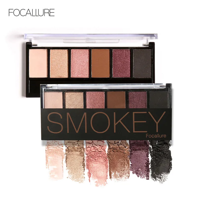 FOCALLURE New Pro 6 Colors Eyeshadow Makeup Set Waterproof Smudge Proof Eye Shadow Powder Palette For Women |