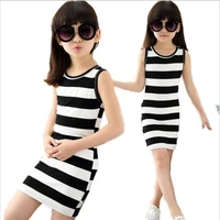 children dressed in black clothes and white stripes 100 cotton 3 14 years old vest dresses for teens