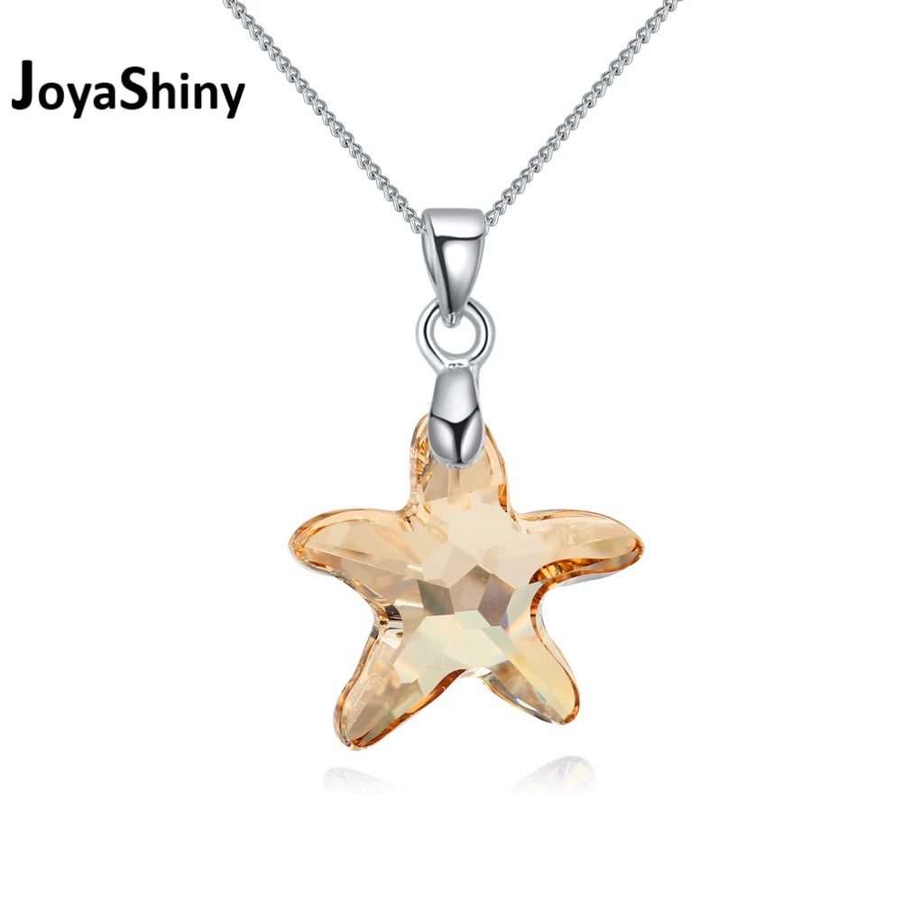 Joyashiny колье с кристаллами Swarovski кулон в виде морской звезды цепочка родиевым