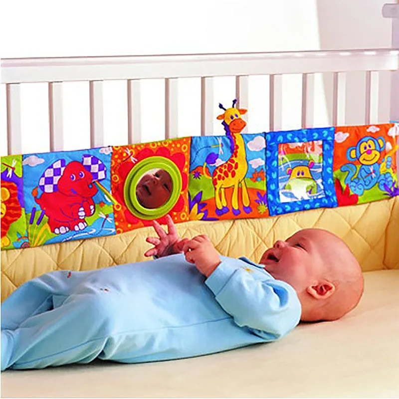 Игровой забор для малышей "Животные" с книгой из ткани, высокого качества, ярких цветовых узоров для новорожденных, мягкий, обучающий для детской кроватки.