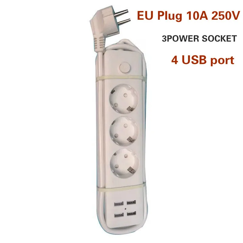 Быстрая зарядка 4 USB+ 3 розетки питания Европейская вилка 1,8 м шнур питания умный дом электронный блок питания Защита от перенапряжения розетка