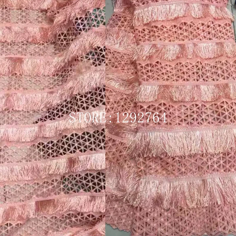 

2017 Latest African tassel lace Fabric High Quality African French Net Lace Fabric Embroidery 3DTulle Lace For latin dress Women