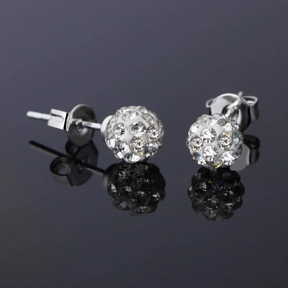 Белые Кристальные циркониевые серьги-гвоздики серьги для женщин серебряные