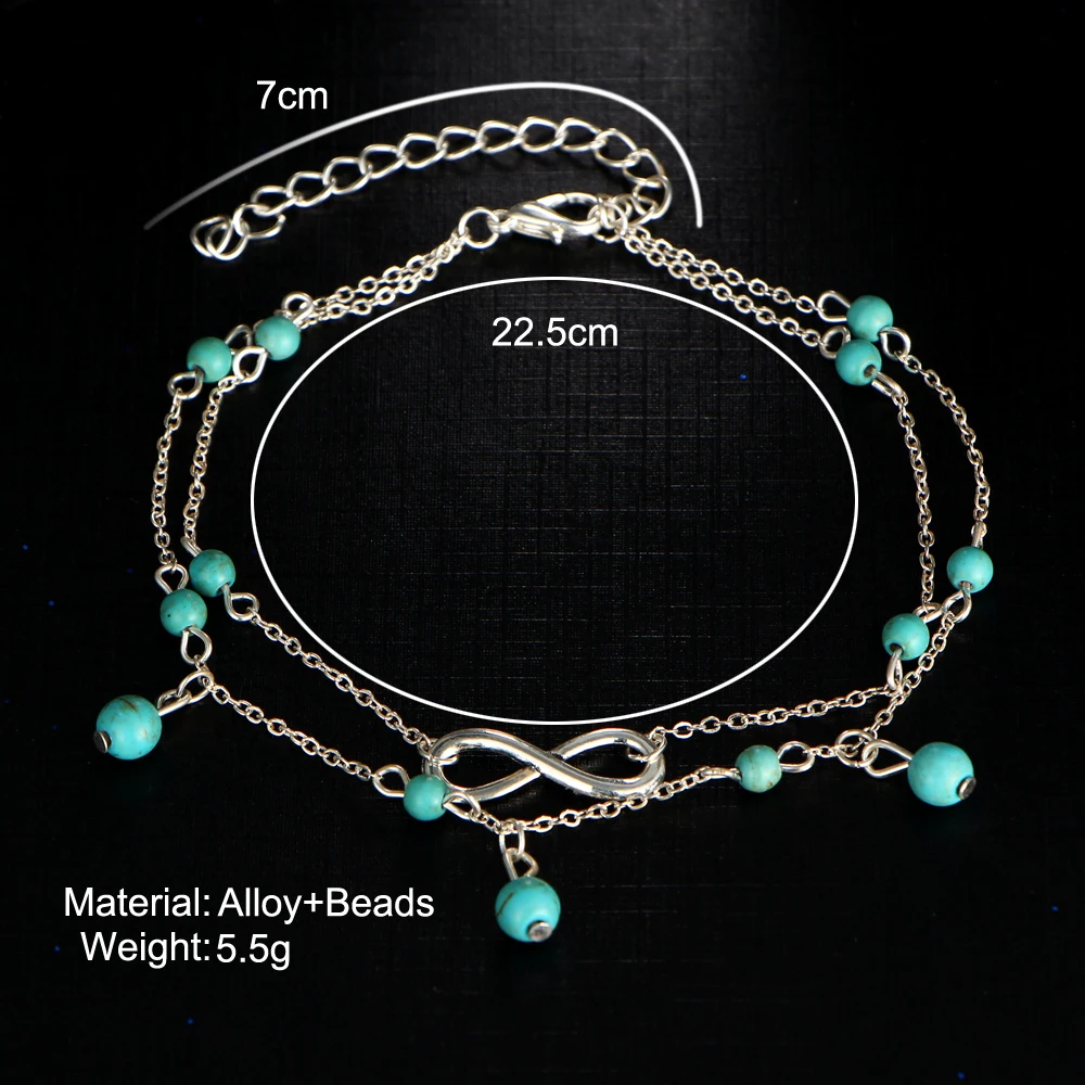 IF ME/модный богемский ножной браслет Бесконечность женские бусы капли кулон