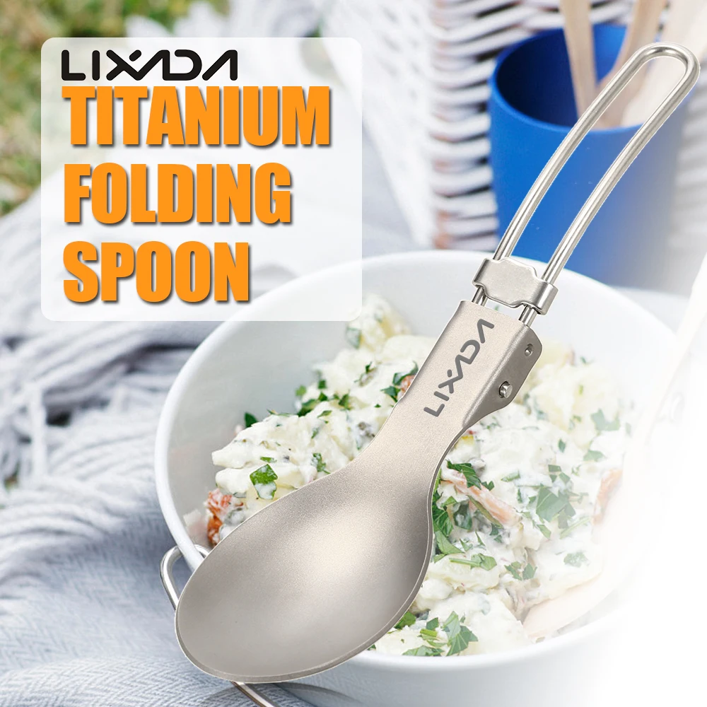 Складная ложка Lixada из титана столовая посуда для отдыха на открытом воздухе