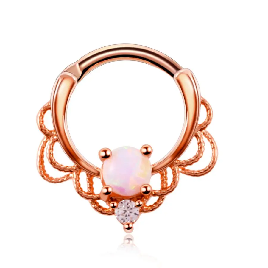 Style12 1 шт. медные готические кольца-кольца для носа, хрустальные Спиральные серьги, кликер, пирсинг, Daith Rook Nariz, серьги, пирсинг, ювелирные изделия - Окраска металла: Style12