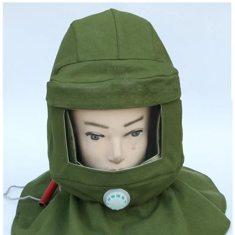 Green Protective Mask Sandblasting Cap Dust Proof Paint Industrial Full Face Grinding Head Shawl DFS050 | Безопасность и защита