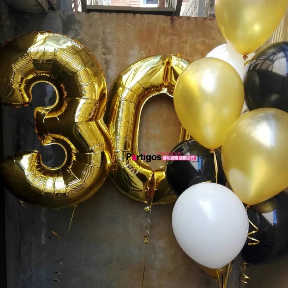 21 шт./лот 40 дюймов 35 лет золотые шары с цифрами 18 черные звезды и сердечки вечерние