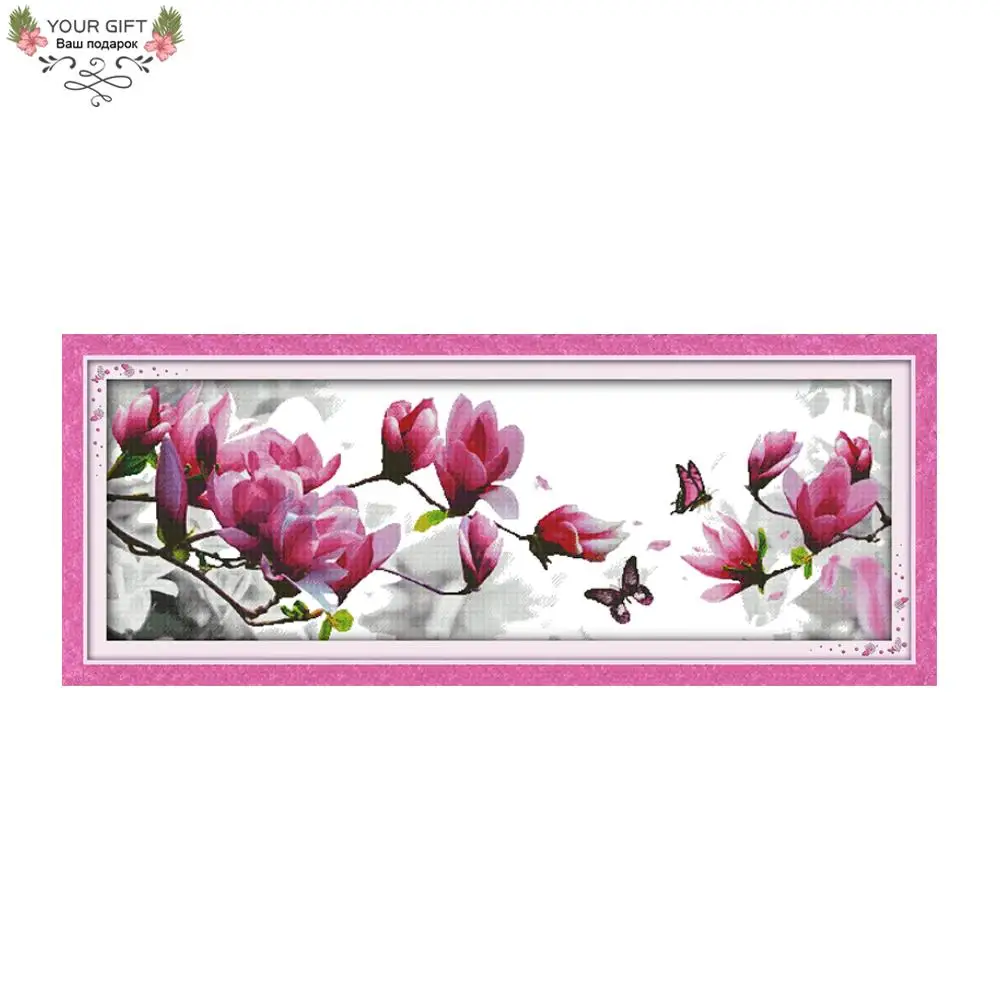 Joy Sunday H269 Бесплатная доставка 14CT 11CT вышивка крестиком из цветов магнолии для