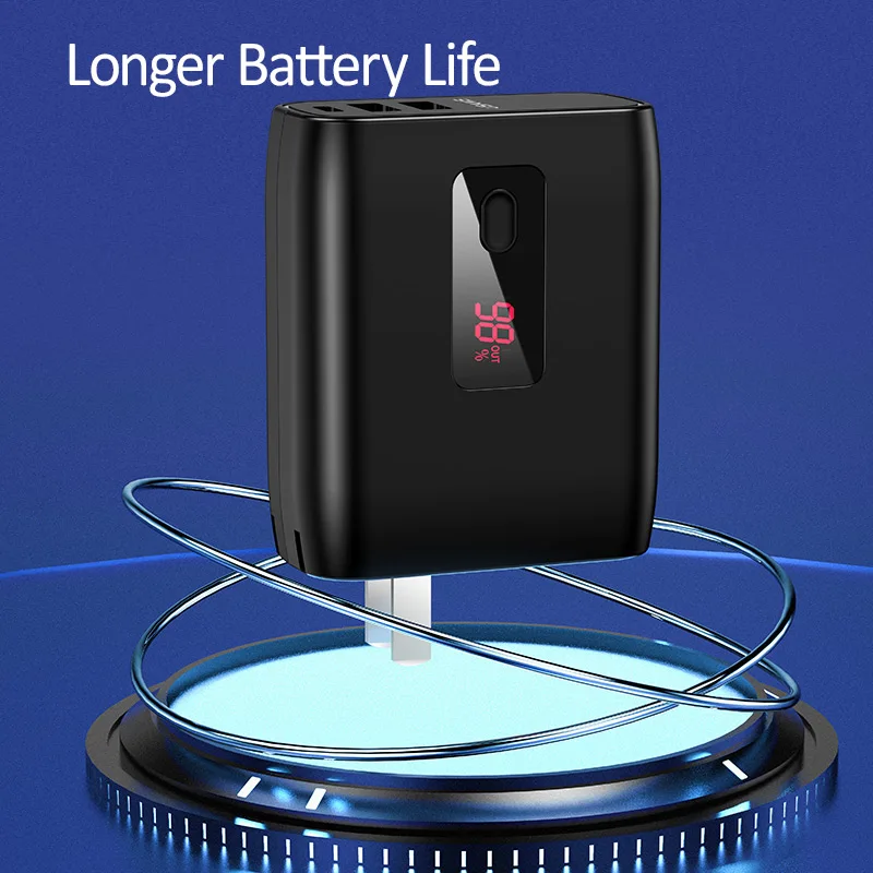USAMS 5000 мАч led power Bank 2 в 1 EU/US зарядное устройство для телефона USB Быстрая Зарядка bank