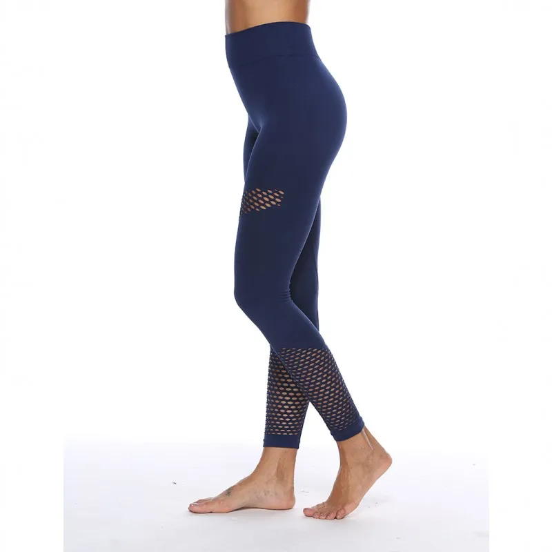 Темно-синие женские Стрейчевые брюки полной длины облегающие Плюс Размер лайкра