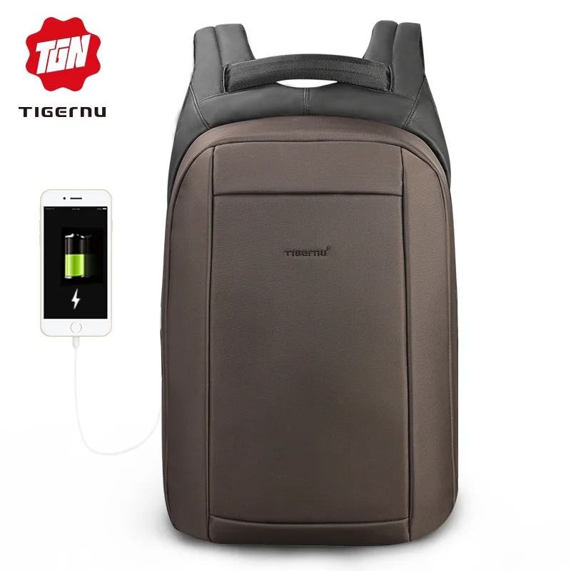 Coffee Tigernu брызгозащитные Анти Вор мужские рюкзаки 15.6 дюймов ноутбук ноутбук рюкзак USB для подростков женщин мужской рюкзак - Цвет: Coffee