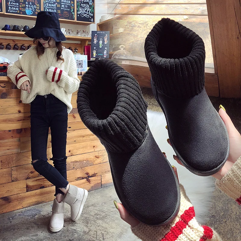 2018 new winter ladies' flat bottomed boots lady's snow cotton flannel shoes. | Обувь