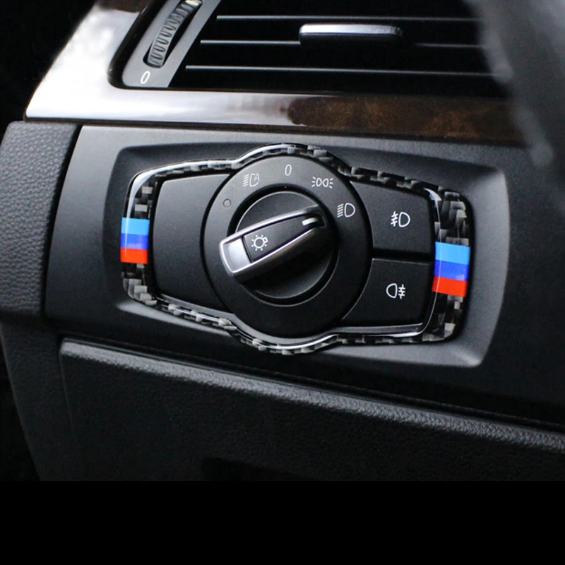 Углеродного волокна консоль фар переключатели рамка украшения Накладка для BMW E90