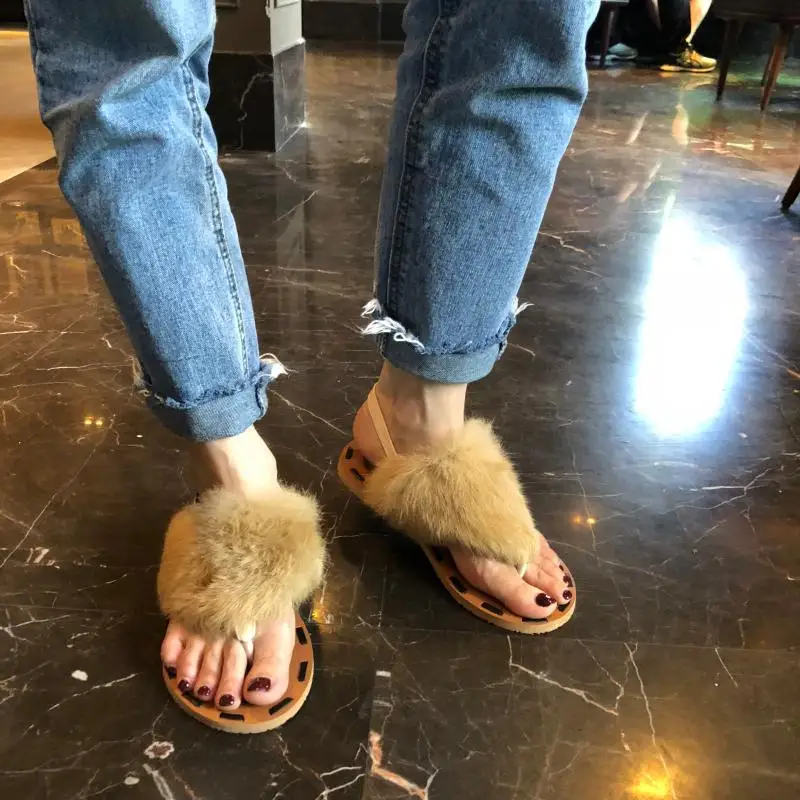 Stylesowner летние сандалии на плоской подошве с мехом гладиаторы бежевый белый