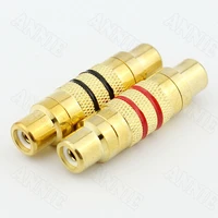 50pcslot pure copper gold plated rca double pass socket for gold snake av female to female straight extension butt joint jack