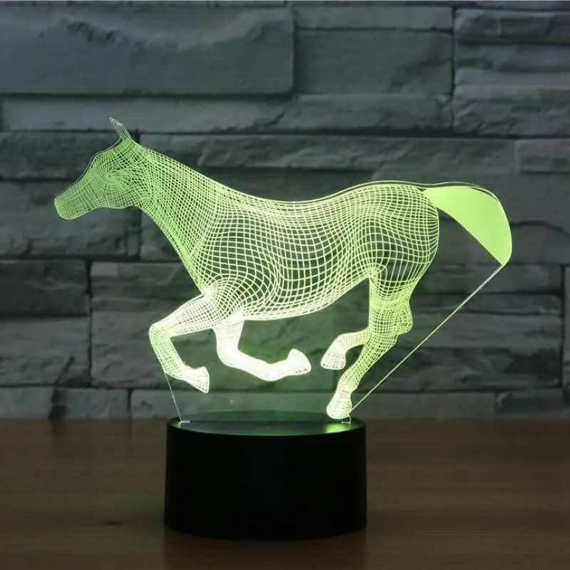 Лошадь 3d Ночная лампа красочный сенсорный светодиодный визуальный ночник