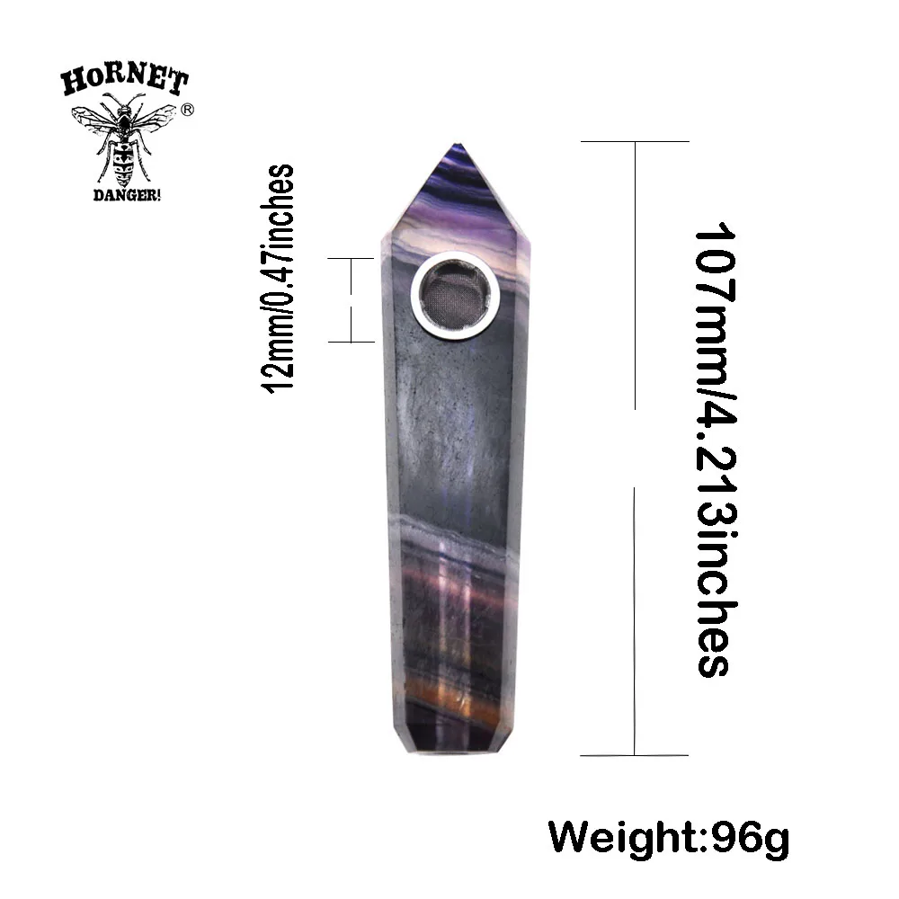 HORNET натуральный флюоритовый кварц кристалл курительная травяная труба 12 мм с