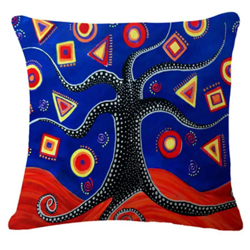 Cushion Cover Oil Painting Tree Animal Cotton Linen Mural Home Decorative Car Sofa Throw Pillow | Дом и сад