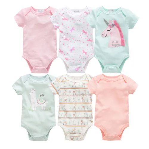 HY22232289 Kavkas/Боди для маленьких девочек 3, 6 предметов, bebe, летняя хлопковая одежда с короткими рукавами для маленьких девочек, комбинезон для новорожденных 0-12 месяцев, Одежда для младенцев - Цвет: HY22232289