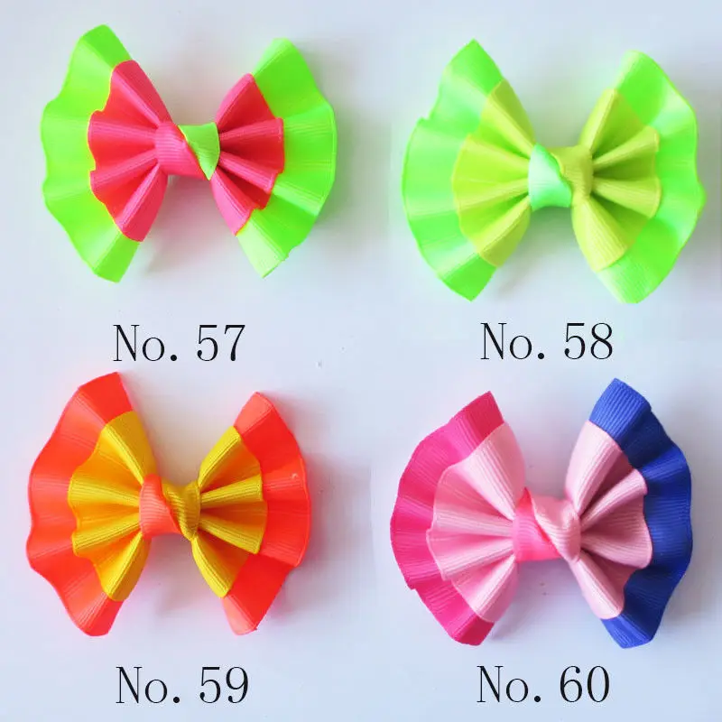 

50 PCS Good Girl 3" Fan Hair Bow Clip Colorful Accessories Wholesale