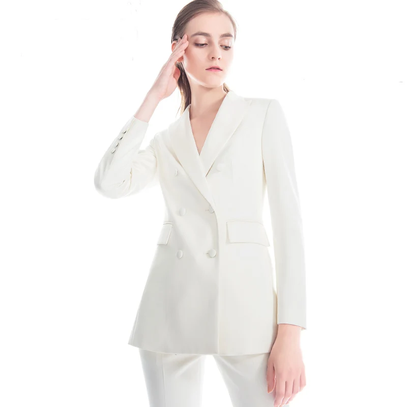 Белый женский брючный костюм Деловые женские деловые костюмы офисная одежда для