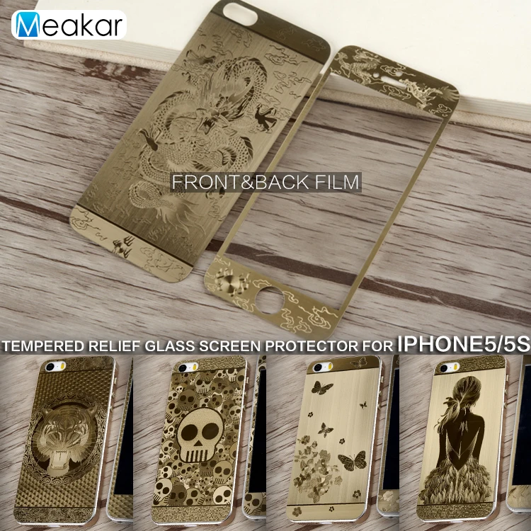 3D рельеф полное покрытие 4.0для iPhone 5S Закаленное стекло пленка протектор экрана