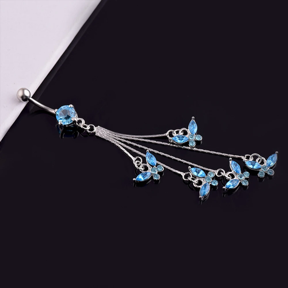 14G 316L Surgical Steel Sexy Butterfly Rhinestone Dangle Navel Belly Button Ring | Украшения и аксессуары