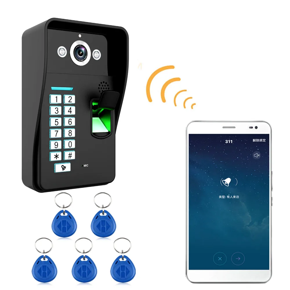 HD 720P беспроводной WIFI RFID пароль Распознавание отпечатков пальцев видео дверной