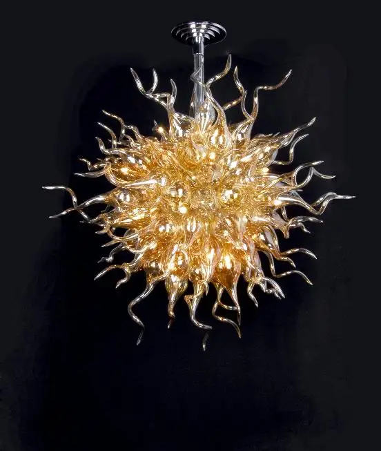 

Home Decor Art Glass Modern Crystal Amber Blown Glass Chandelier Light