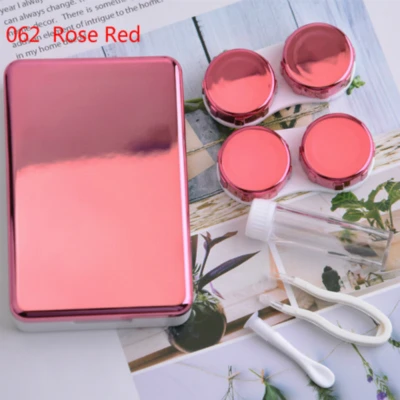 062 Rose Red Цветной чехол для контактных линз с зеркалом, Женская цветная коробка для контактных линз, контейнер для контактных линз, дорожный набор, коробка - Цвет: 062 Rose Red
