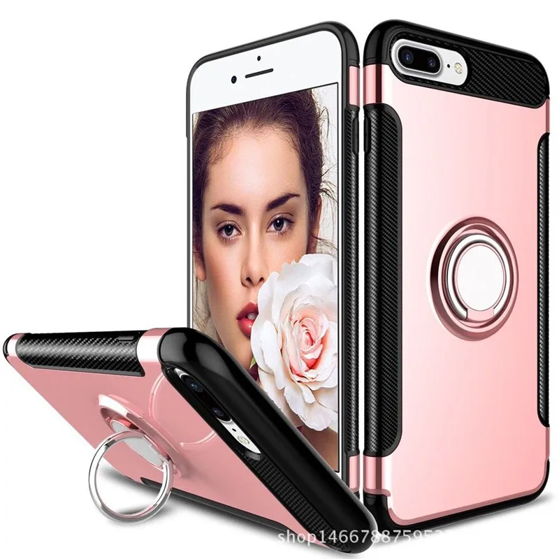 Чехол из углеродного волокна ТПУ + ПК для iPhone 6 6s 7 Plus автомобильный держатель